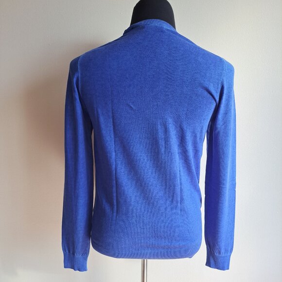 NWT Men's Patrick Assaraf 100% Cotton Crew Neck Blue Pullover Sweater Size S - Picture 4 of 14